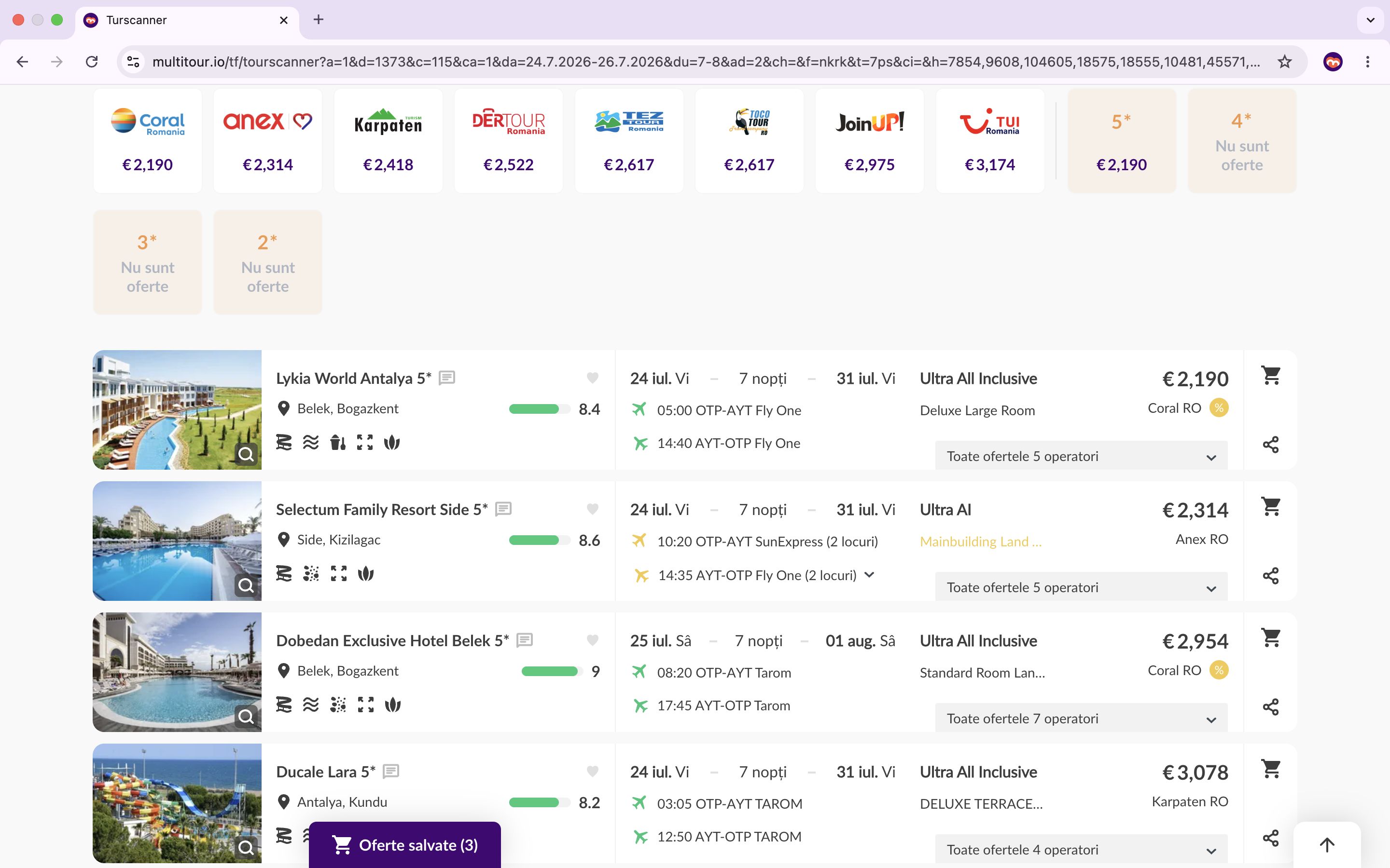 Multi-Tour Turscanner — search results