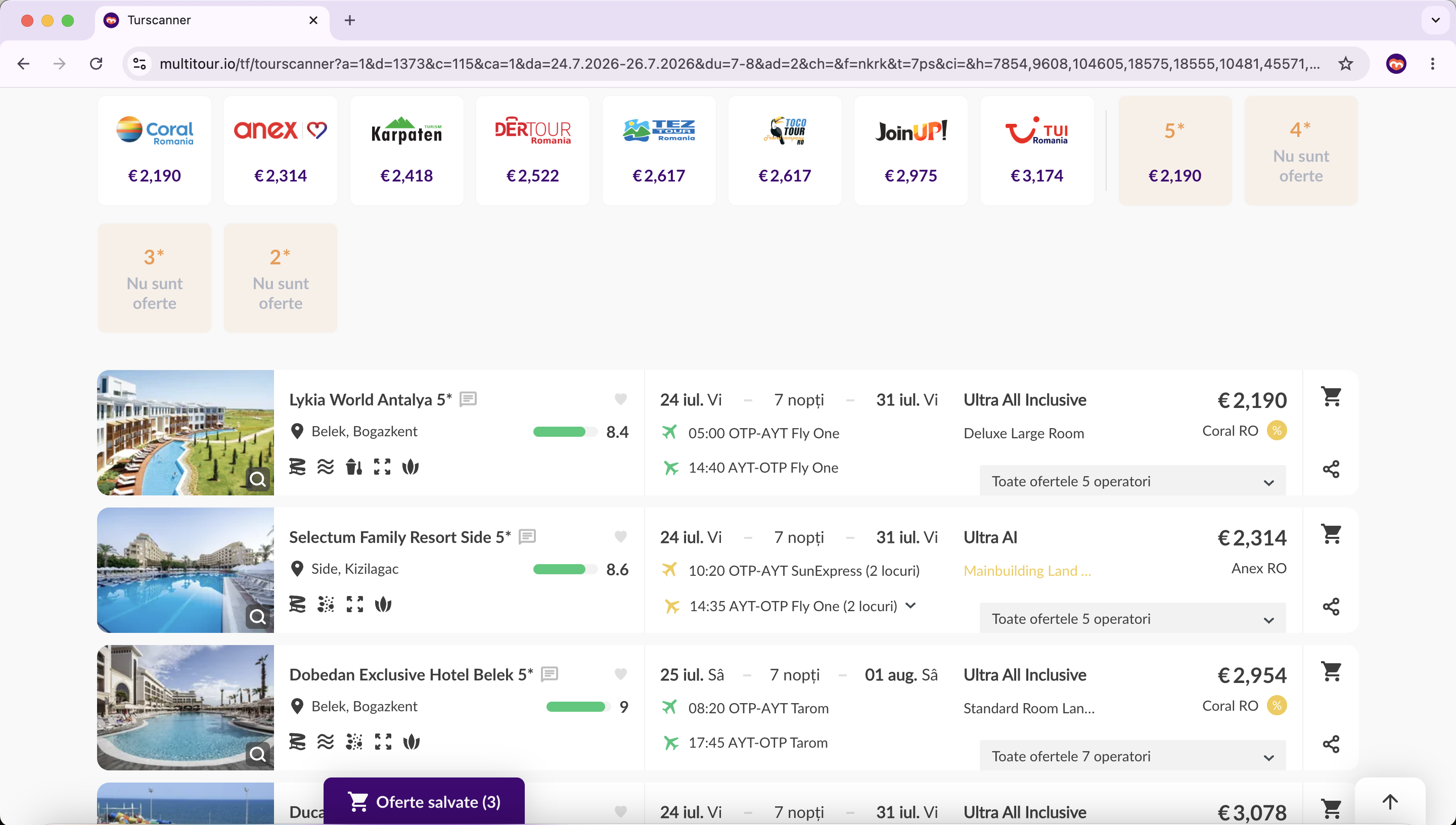 See results sorted by price